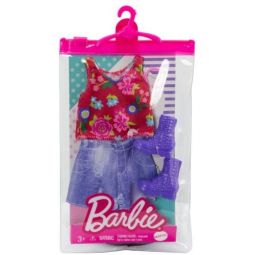 Mattel - Barbie Doll Fashion PACK (Red Floral Top, Purple Denim Skirt & Purple Boots) HBV33