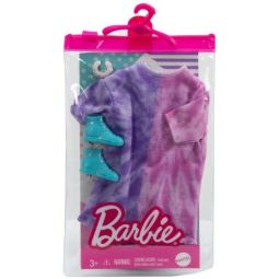 Mattel - Barbie Doll Fashion PACK (Pink & Purple Tie-Dye Sweatshirt Dress, Blue Shoes) HBV13