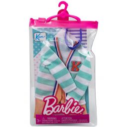 Mattel - Barbie Doll Fashion Pack - KEN (Blue/White Striped Jumper, Long Khaki Shorts & Mask) HBV39
