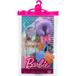 Mattel - Barbie Doll Fashion Storytelling Pack - TRAVEL (Neck Pillow, Purse, Camera & More) HBV45