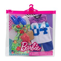 Mattel - Barbie & Ken Doll Fashion 2-PACK (Sleeveless Shirt, Flower Dress, Purse & more) HBV72