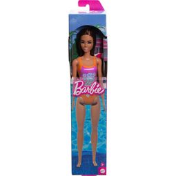 Mattel Barbie Beach Doll - BARBIE [Brown Hair in Purple/Orange Swimsuit] HXX50
