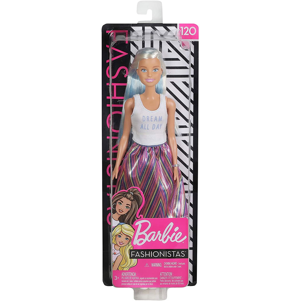 Mattel - Barbie FASHIONISTAS DOLL #120 ('Dream All Day' Shirt & Striped Skirt) FXL53