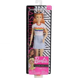 Mattel - Barbie FASHIONISTAS DOLL #122 (Red hair with Rainbow Graphic Shirt) FXL55