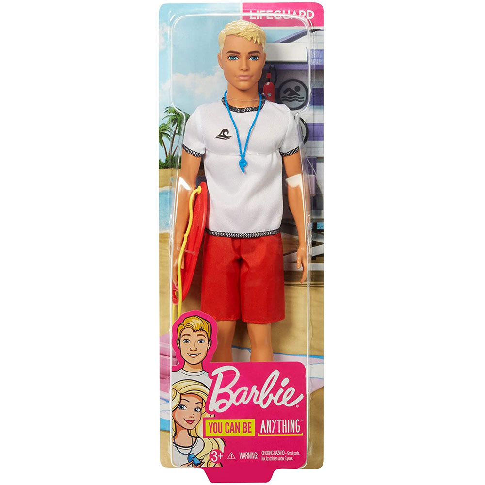 Mattel Barbie Doll - LIFEGUARD KEN (Buoy, Whistle, Flip Flops & More) FXP04