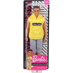 Mattel - Barbie KEN FASHIONISTAS DOLL #131 (Gray Sweatpants & Yellow New York Hoodie) GDV14
