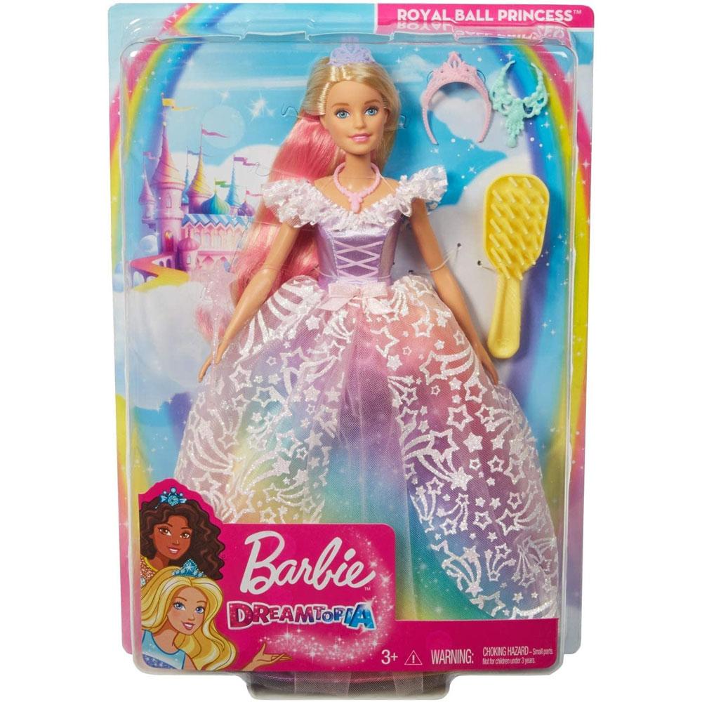 Mattel - Barbie Dreamtopia Doll - ROYAL BALL Princess w/ Glittery Rainbow Dress & Accessories GFR45