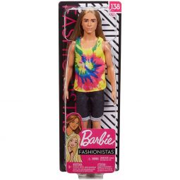 Mattel - Barbie FASHIONISTAS DOLL #138 (Ken with Long Blonde Hair & Tie-dye Tank Top) GHW66