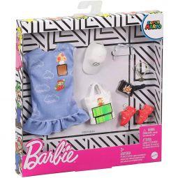 Mattel Barbie Doll - SUPER MARIO FASHION PACK #2 (Purse, Wristlet, Blue Dress & More) GJG48