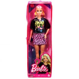 Mattel - Barbie FASHIONISTAS DOLL #155 (Rock Graffiti Tee, Pink Leopard Skirt) GRB47
