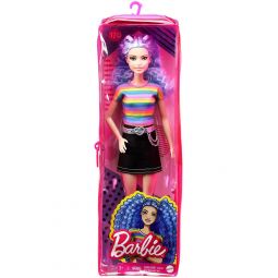 Mattel - Barbie FASHIONISTAS DOLL #170 (Rainbow Striped Top & Black Skirt & More) GRB61