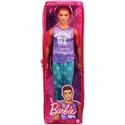 Mattel - Barbie FASHIONISTAS KEN DOLL #164 (Sculpted Brown Hair, Malibu Top, Teal Star Pants) GRB89