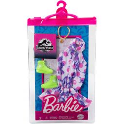 Mattel - Barbie Doll Fashion Pack - JURASSIC WORLD PACK #1 (Dinosaur Dress, Green Shoes) GRD45