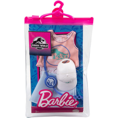 Mattel Barbie Doll Fashion Pack JURASSIC WORLD PACK 5 White Hat Peach Dino Top GRD46 BBToyStore Toys Plush Trading Cards Action Figures Games online retail store shop sale