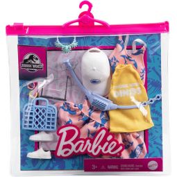 Mattel Barbie Doll Fashion Pack - JURASSIC WORLD PACK #6 (Pink Dress, Yellow Shirt & More) GRD63
