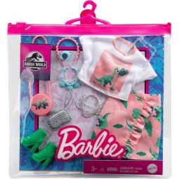 Mattel - Barbie Doll Fashion Pack - JURASSIC WORLD PACK #2 (Veggiesaurus Shirt, Green Heels) GRD64