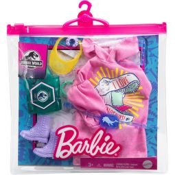 Mattel Barbie Doll Fashion Pack- JURASSIC WORLD PACK #3 (I Love Dinosaurs Shirt, Purple Boots) GRD62