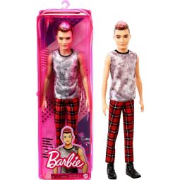 Mattel - Barbie FASHIONISTAS KEN DOLL #176 (Pink Frosted Hair, Sleeveless Top, Plaid Pants) GVY29