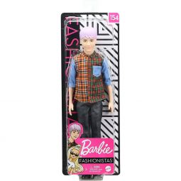 Mattel - Barbie FASHIONISTAS KEN DOLL #154 (Purple Hair, Plaid Shirt, Black Denim Pants) GYB05