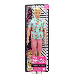 Mattel - Barbie KEN FASHIONISTAS DOLL #152 (Sculpted Blonde Hair, Pineapple/Watermelon Shirt) GYB04