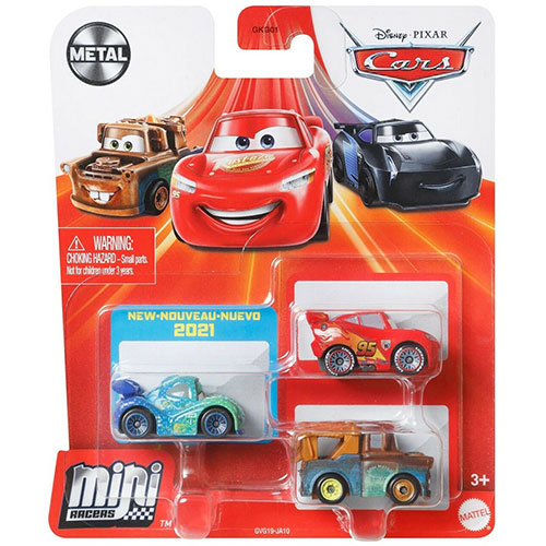 Mattel Disney Pixar Cars Metal Mini Racers - 3-PACK (McQueen, Carla Veloso & Mater) GVG19