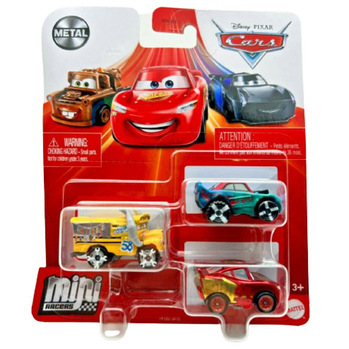 Mattel Disney Pixar Cars Metal Mini Racers - 3-PACK (Rusteze McQueen, Miss Fritter & Fishtail) HFC62
