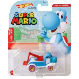 Mattel - Hot Wheels Character Car - Super Mario Collection - LIGHT-BLUE YOSHI (GRM39)