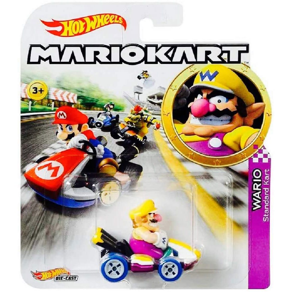 Mattel - Hot Wheels Car - Mario Kart Nintendo Collection - WARIO (Standard Kart) GBG32