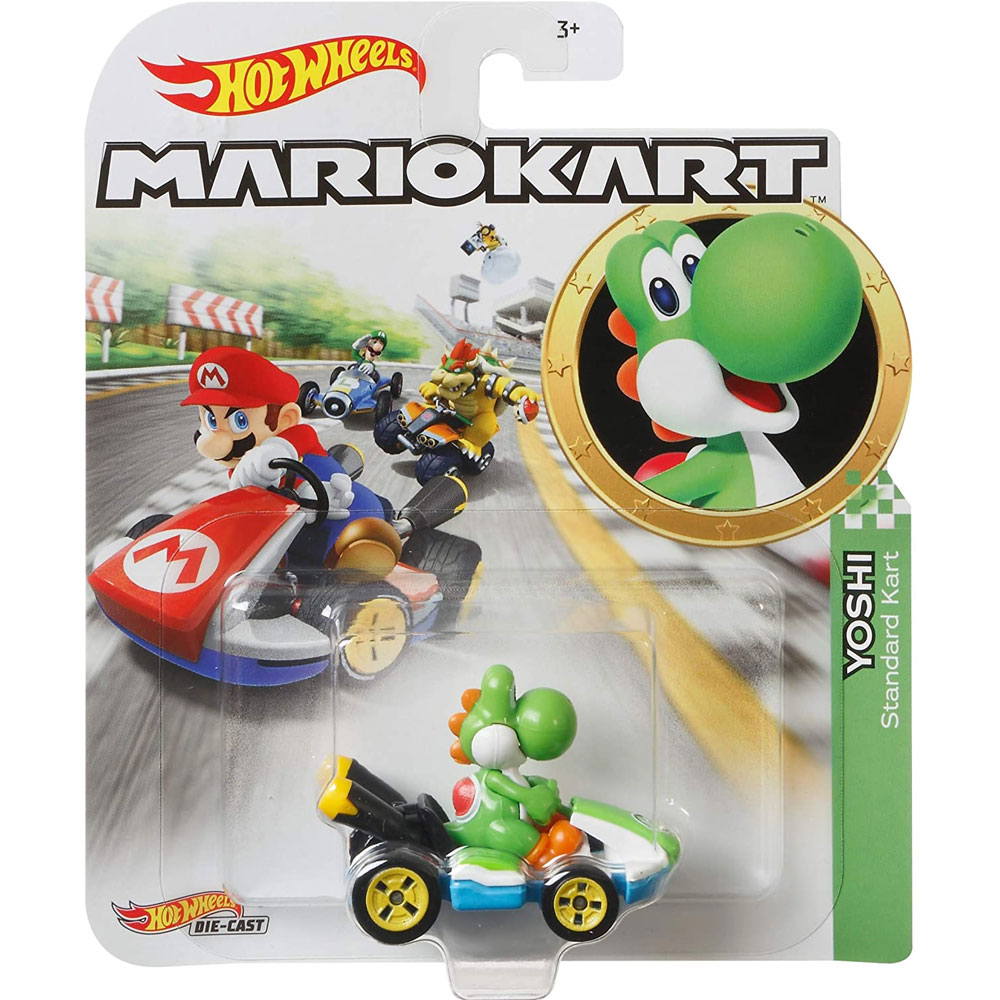 Mattel - Hot Wheels Car - Mario Kart Nintendo Collection - YOSHI (Standard Kart) GLP38