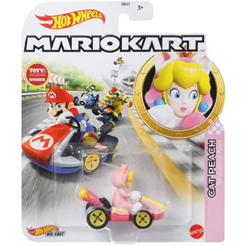 Mattel - Hot Wheels Car - Mario Kart Nintendo Collection - CAT PEACH (Standard Kart) GRN13