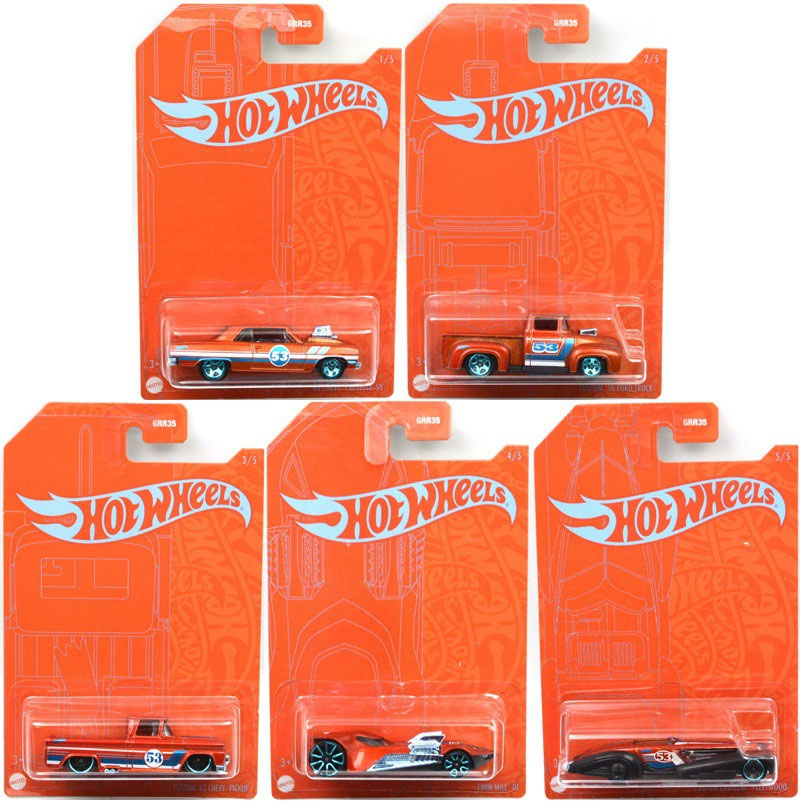 Mattel - Hot Wheels Orange & Blue Series - SET OF 5 ('64 Chevelle, '56 Ford, '62 Chevy +2) GRR35