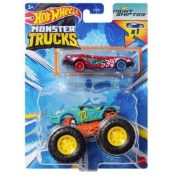 Mattel - Hot Wheels Monster Truck & Car - NIGHT SHIFTER & CRUSHED SEDAN - SUDDEN STOP [HWN36]