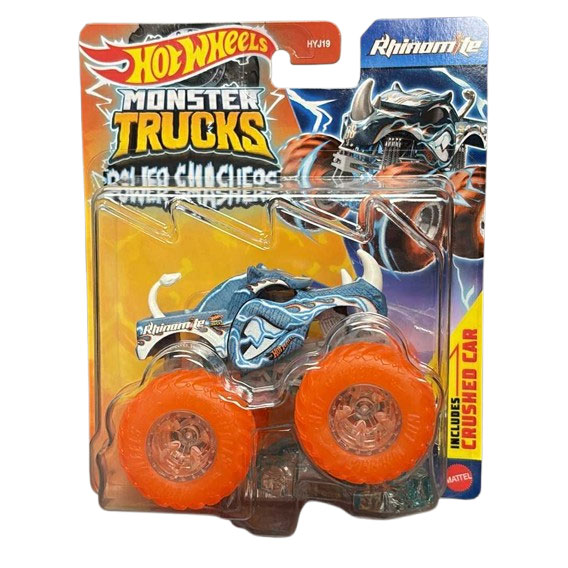 Mattel - Hot Wheels Monster Truck Power Smashers - RHINOMITE & CRUSHED CAR [HYJ26]