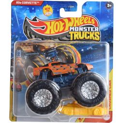 Mattel - Hot Wheels Monster Truck w/ Crushed Car - 80s CORVETTE (Freestyle Wreckers 7/12) JCF05