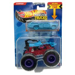 Mattel - Hot Wheels Monster Truck & Car - SCORPEDO & CRUSHED WAGON - FLAT IRON [JCG30]