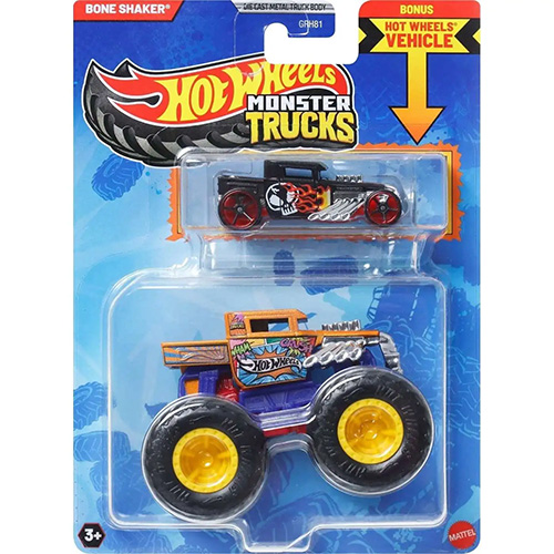 Mattel - Hot Wheels Monster Truck & Car - BONE SHAKER & BONE SHAKER [JCG41]