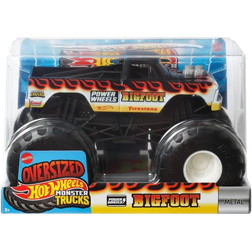 Mattel - Hot Wheels Oversized Monster Trucks - POWER WHEELS BIGFOOT [Flames](1:24 Scale) JDR10