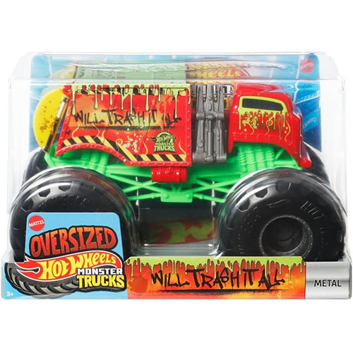 Mattel - Hot Wheels Oversized Monster Trucks - WILL TRASH IT ALL (1:24 Scale) JDR17