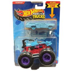 Mattel - Hot Wheels Monster Truck & Car - SCORPEDO & CRUSHED WAGON - FLAT IRON [JJT52]