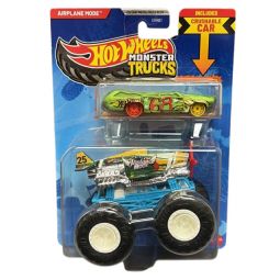 Mattel - Hot Wheels Monster Truck & Car - AIRPLANE MODE & CRUSHED WAGON - FLAT IRON [JJT53]