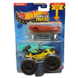 Mattel - Hot Wheels Monster Truck & Car - SLAM PRIX & CRUSHED SEDAN - SUDDEN STOP [JJT57]
