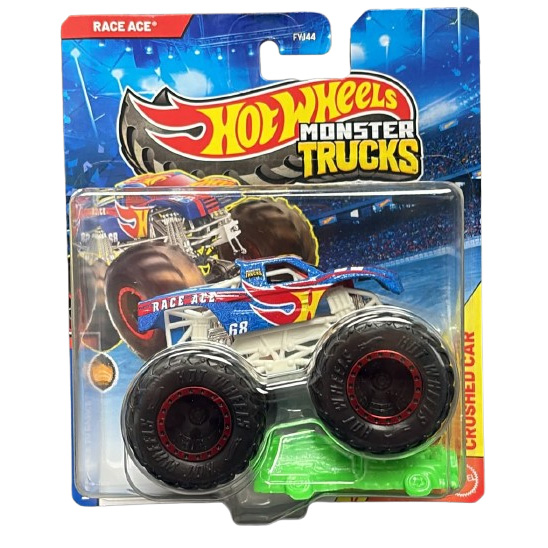 Mattel - Hot Wheels Monster Truck Back To Basics - RACE ACE & CRUSHED CAR [JKJ98]