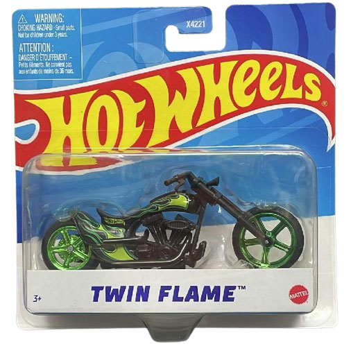 Mattel Hot Wheels Motorcycle Vehicle - TWIN FLAME [Green] X7722