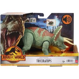 Mattel - Jurassic World Dominion Roar Strikers Figure - TRICERATOPS (13 inches long) HDX34