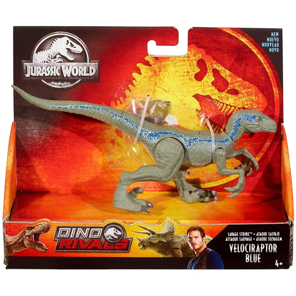 Mattel - Jurassic World - Dino Rivals Savage Strike Figure - VELOCIRAPTOR BLUE (7 inch)
