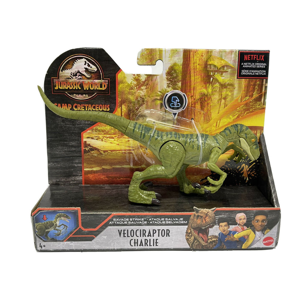 Mattel Jurassic World Dinosaur Figure Camp Cretaceous Savage Strike Velociraptor Charlie 