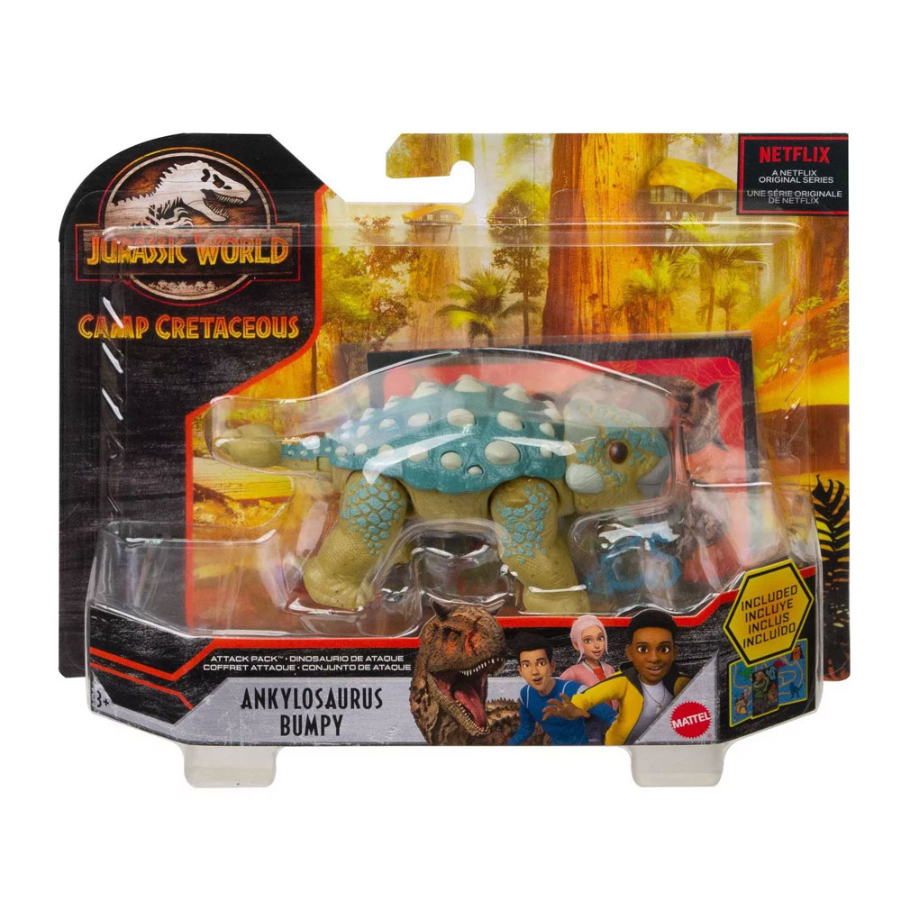 Mattel - Jurassic World Dinosaur Figure - Camp Cretaceous Attack Pack - ANKYLOSAURUS BUMPY (GMP71)