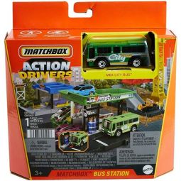 Mattel Matchbox Action Drivers Vehicle Playset - BUS STATION  w/ MBX City Bus