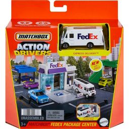 Mattel Matchbox Action Drivers Vehicle Playset - FEDEX PACKAGE CENTER  w/ Express Delivery Van