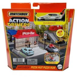 Mattel Matchbox Action Drivers Vehicle Playset - PIZZA HUT PIZZA RUN  w/ Volkswagen GTI